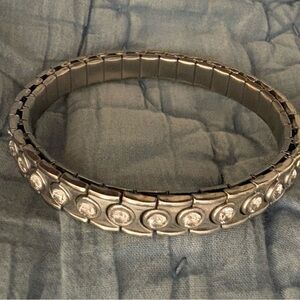 Stainless Steel Cubic Zirconia Stretch Bracelet ~ 6.25”